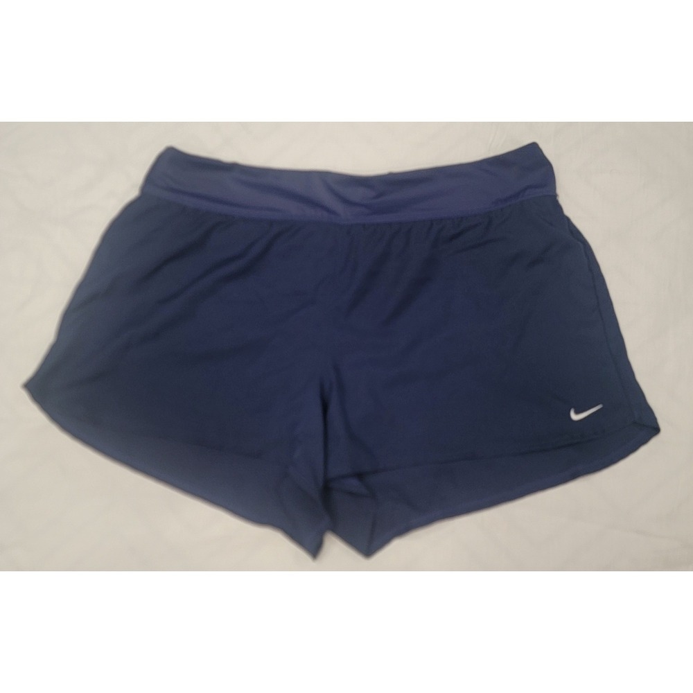 Nike Womens 1X Navy Blue Running Shorts Waistband NESSA430 Athletic Plus